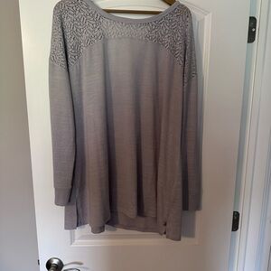 Avia Women's Gray Long Sleeve Top with Lace Detail